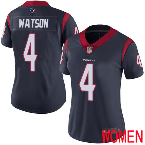 Houston Texans Limited Navy Blue Women Deshaun Watson Home Jersey NFL Football #4 Vapor Untouchable->women nfl jersey->Women Jersey